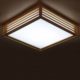 Nordic Solid Wood Square LED Tatami-Style Flush Mount Ceiling Light