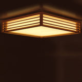 Nordic Solid Wood Square LED Tatami-Style Flush Mount Ceiling Light