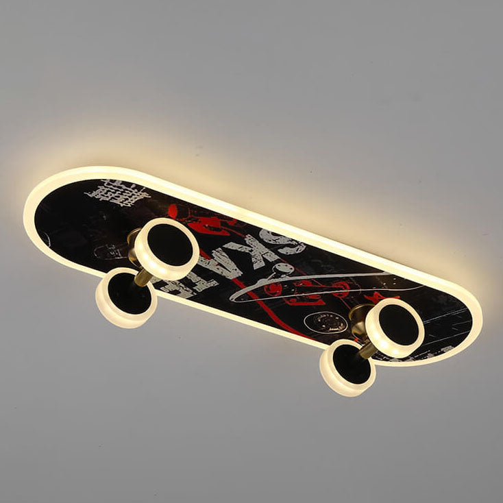 Creative Cartoon Skateboard LED Kids’ Flush Mount Ceiling Light – Acrylic Ceiling Fixture