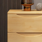 Traditional Japanese-Style Rectangular Nightstand with Rubber Wood & Metal – 2/3-Drawer Bedside Table