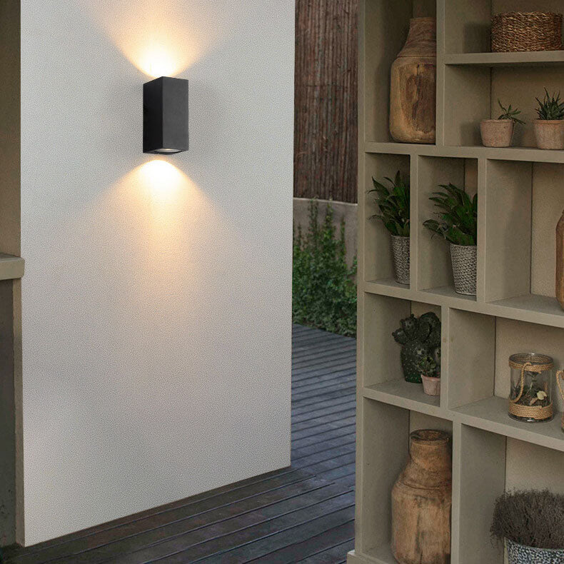 Sleek Modern Outdoor 2‑Light Wall Sconce with Glass Cylinder Shade — Waterproof Aluminum Lamp