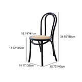 Chic Contemporary Retro Round Walnut & Copper Rattan Dining Table with 2 Chairs