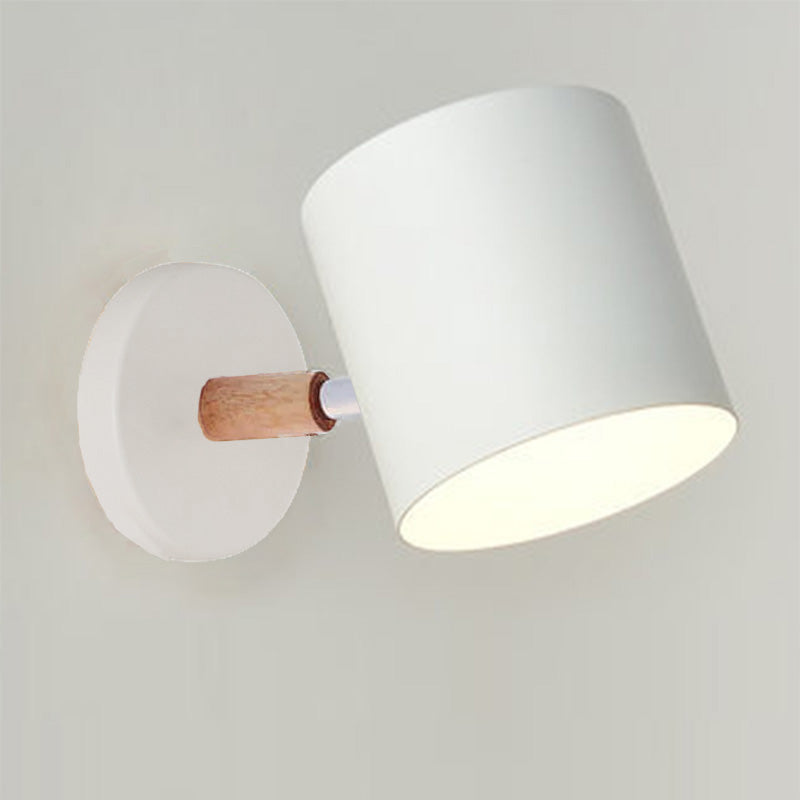 Nordic Macaron Cylinder Rotating 1-Light Wall Sconce Lamp