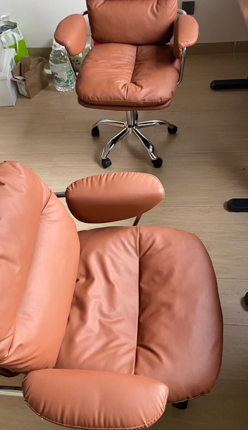Luxurious Contemporary Square Faux Leather Upholstered Height-Adjustable Swivel Desk Chair with Armrests for Home Office