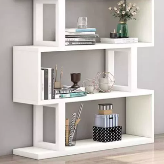 Sleek Contemporary Scandinavian Geometric Vertical Bookshelves in MDF & Steel, 3/4/5/6-Tier Open-Back Standing Shelves for Home Office