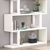 Sleek Contemporary Scandinavian Geometric Vertical Bookshelves in MDF & Steel, 3/4/5/6-Tier Open-Back Standing Shelves for Home Office