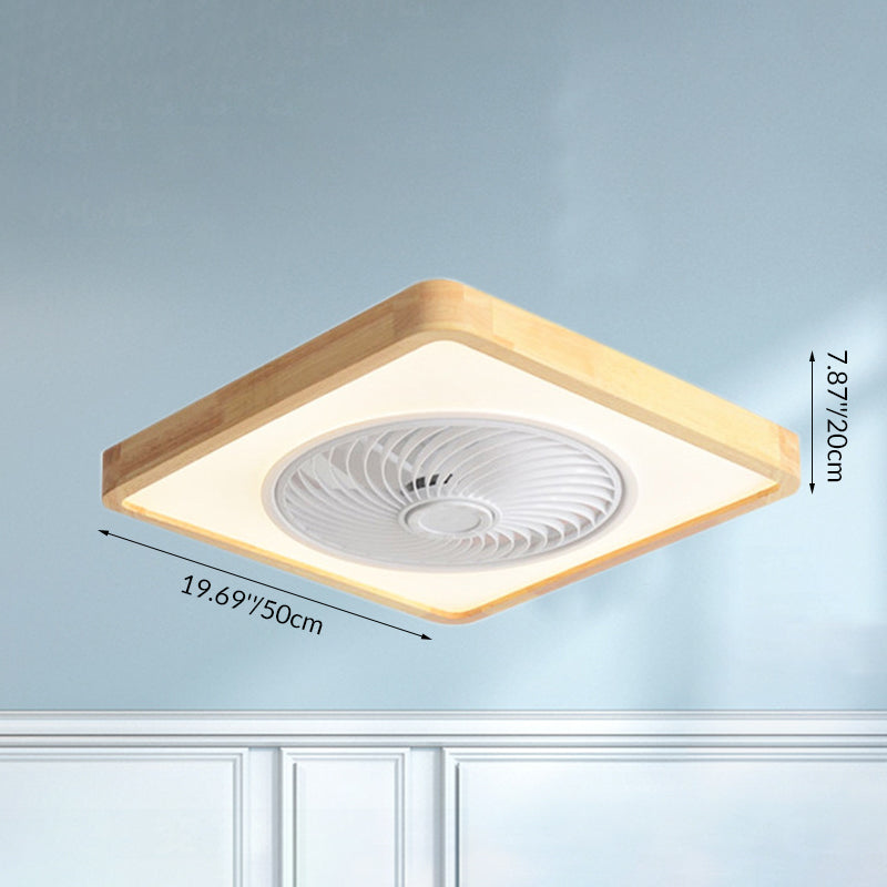 Sleek Modern Wood-Geometric LED Ceiling Fan Light — Semi-Flush Mount