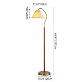 Japanese Vintage Flower Floor Lamp - Solid Wood & Iron with Fabric Shade, 1-Light Standing Lamp