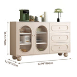Contemporary Scandinavian Rectangular Sideboard with 1 Cabinet and 3 Drawers, Sintered Stone Surface, Fluted Glass Accents, MDF/Particle Board, Living Room