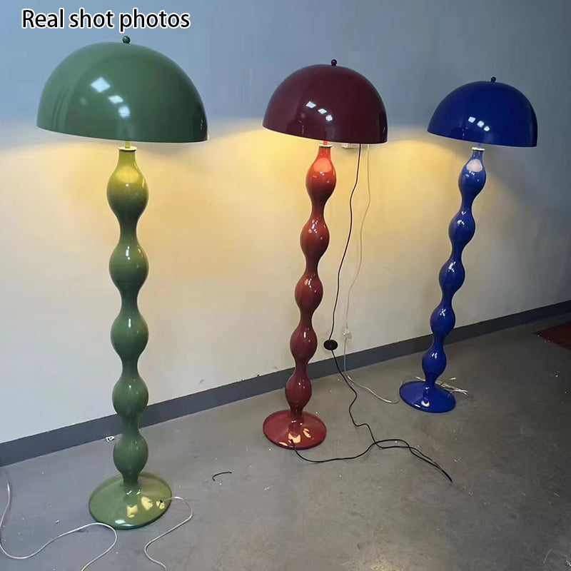 Contemporary Scandinavian Cream Mushroom Floor Lamp - Iron Semi-Circle, 1-Light Standing Lamp for Living Room