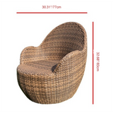 Modern Minimalist Round Sponge Cushion Sofa with PE Rattan Weaving - Backrest & Armrest for Outdoor Patios