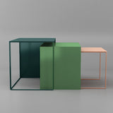 Sleek Modern Minimalist Square Iron Nesting Side Table for Living Room