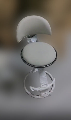 Luxurious Modern Round Bar Stool in Microfiber Leather & Stainless Steel with Backrest and Footrest for Kitchen & Bar