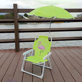 Kids' Outdoor Folding Recliner with Sunshade and Backrest - Contemporary Cartoon Design, Metal Square Frame, PP Construction