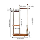 Modern Minimalist Oval Freestanding Hall Tree - Stainless Steel/Carbon Steel and Plywood, Double Hanging Bars for Bedroom