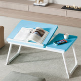 Nordic Contemporary Desk – Carbon Steel & MDF, Rectangular, Foldable, Angle-Adjustable, 2-Tray Saucer, Ideal for Study