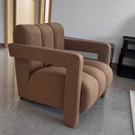 Sleek Modern Nordic Flannelette Solid Wood Sofa with Backrest and Armrest for Living Room