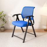 Modern Minimalist Foldable Mesh Desk Chair with Foam Cushioned Seat, Carbon Steel Square Frame, Backrest and Armrests – Ideal for Home, Office, or Study