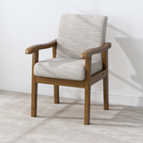 Modern Minimalist Square-Rectangular Rubberwood Desk Chair with Cotton-Linen Upholstery, Ergonomic Backrest & Armrests for Home Office