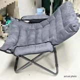 Modern Velvet and Cotton Folding Recliner with Metal Frame, Semi-Curved Backrest, Footrest and Storage Bag - Perfect for the Bedroom