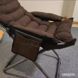 Modern Scandinavian Iron Frame Recliner - Upholstered, Curved Rectangular Backrest with Foldable Armrests for Living Room