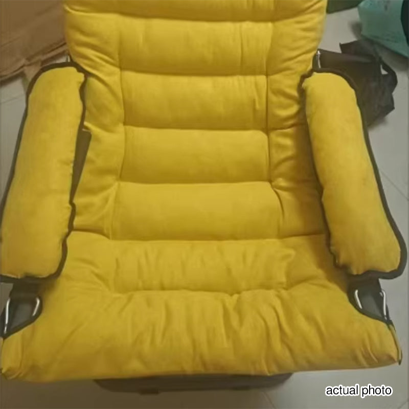 Modern Scandinavian Iron Frame Recliner - Upholstered, Curved Rectangular Backrest with Foldable Armrests for Living Room