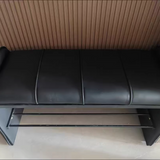 Modern Minimalist Rectangular Iron Shoe Bench with Faux Leather Upholstery, Foam Cushioned Seat on Composite Board, Backless & Armless for Entryways