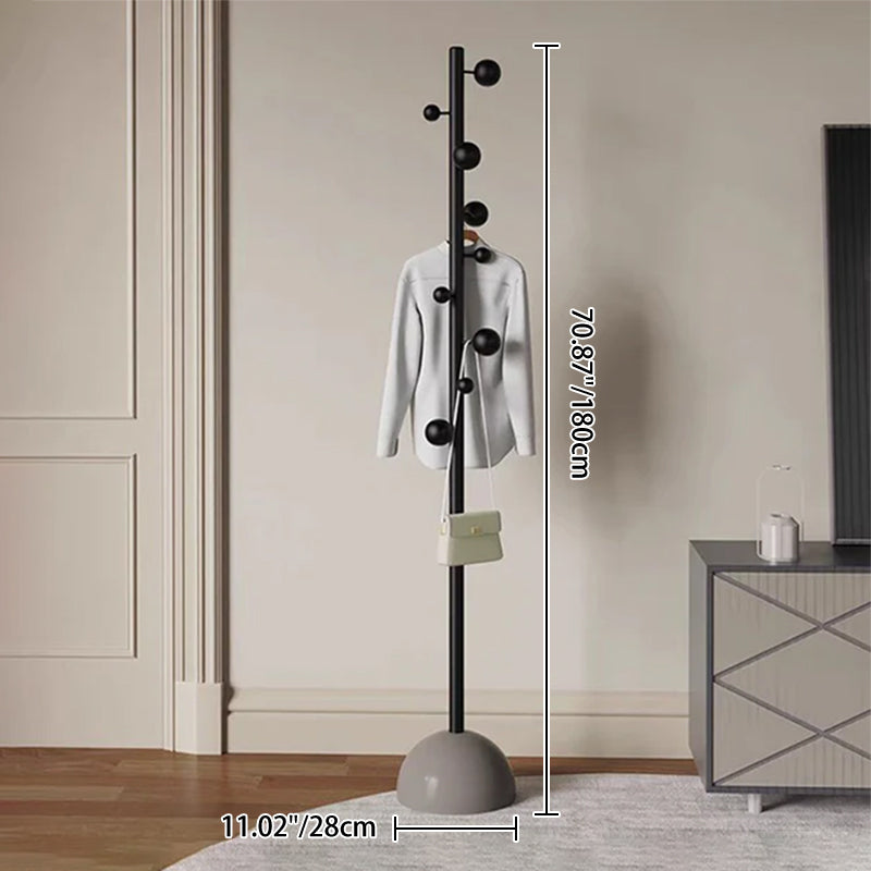 Modern Minimalist Cylindrical Sphere Hall Tree — Carbon Steel, Marble & Plastic Construction for Bedroom & Entryways