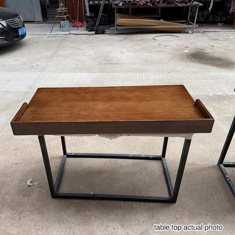 Traditional Rustic Rectangular Wood Desk with Two-Leg Frame for Home Office