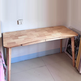 Modern Minimalist Solid Rubberwood Multilayer-Board Desk with 2 Drawers – Curved Rectangular Design for Home Office or Bedroom