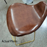 Modern Scandinavian PU Leather & Iron Triangle Bar Stool with Backrest and Footrest for Kitchen & Bar