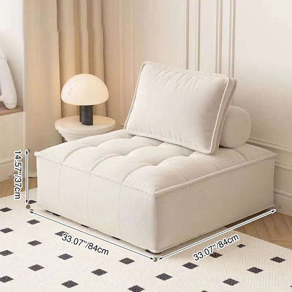 Modern Minimalist Square Sofa with Backrest — Carbon Steel Frame, Linen-Textured Technical Fabric Upholstery, Living Room