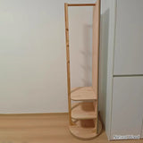 Modern Minimalist Rectangular Solid-Wood Hall Tree — Rotating, Movable with Mirror and 3-Tier Storage for Bedroom & Entryways