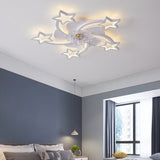 Scandinavian Modern Star Line LED Flush-Mount Ceiling Fan Light with Iron & Acrylic Finish