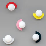 Modern Minimalist Glass Sphere Wall Sconce Lamp with Colorful Semicircle Design - 1-Light
