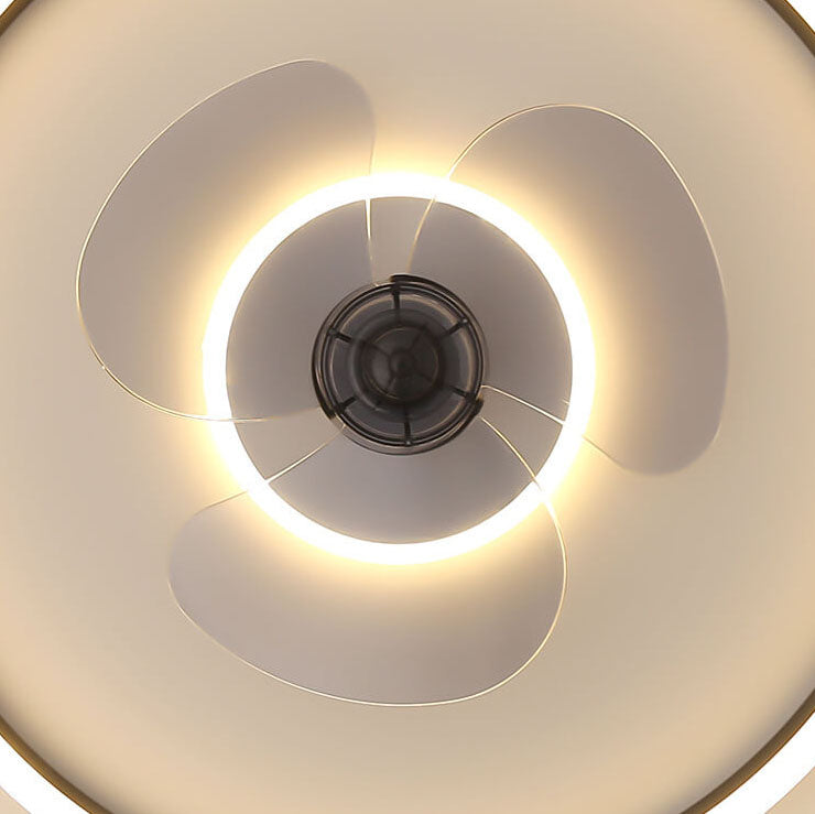 Nordic Minimalist Round Hidden-LED Flush-Mount Ceiling Fan Light