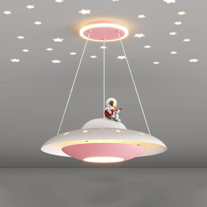 Modern Creative Flying Saucer LED Chandelier for Kids — Space Astronaut Theme