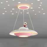 Modern Creative Flying Saucer LED Chandelier for Kids — Space Astronaut Theme