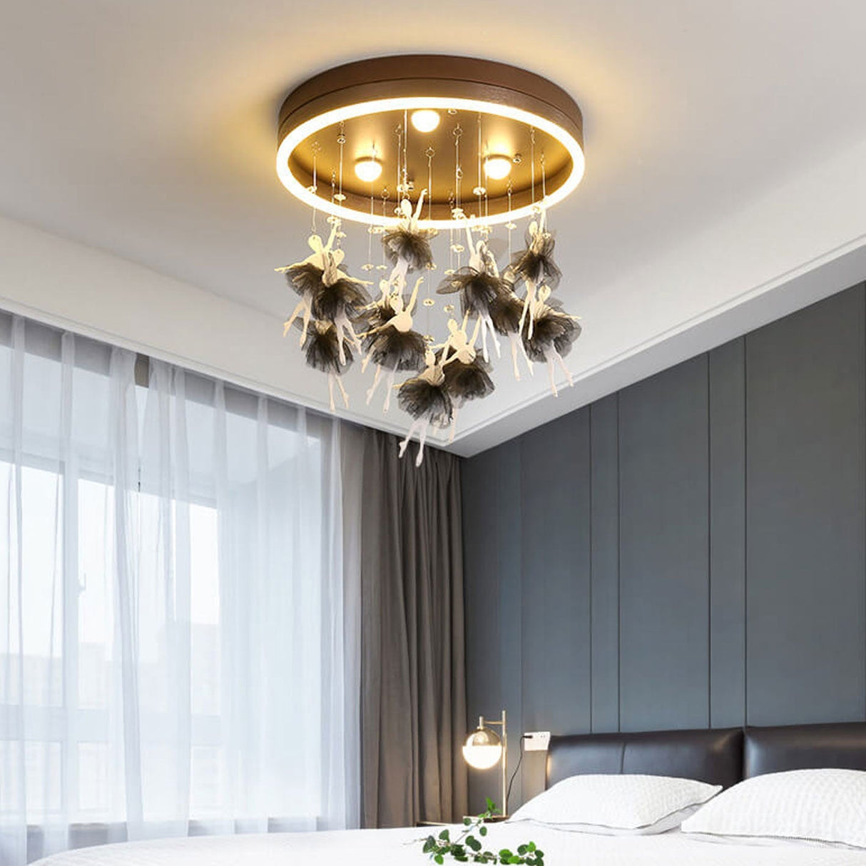 Modern Creative Cartoon Round Bird LED Flush Mount Ceiling Light - Hanging Pendant Style