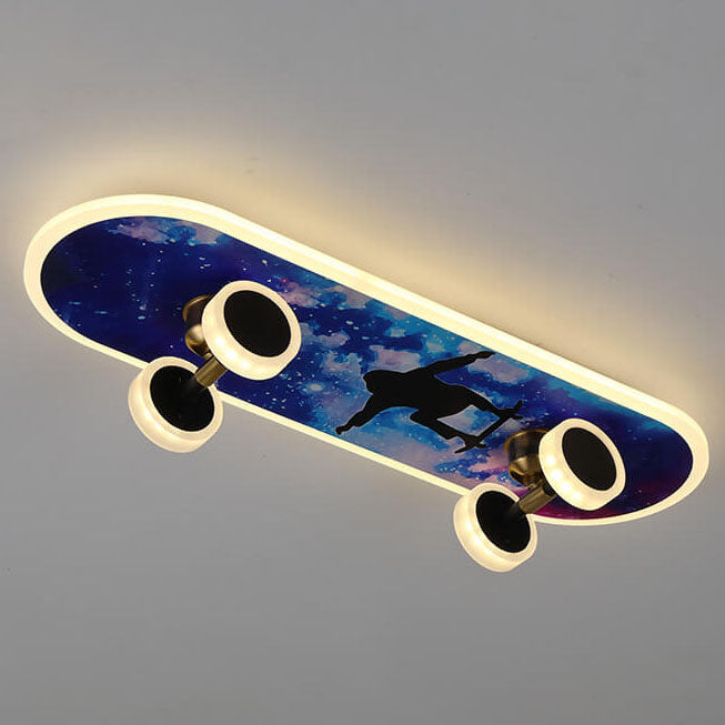 Creative Cartoon Skateboard LED Kids’ Flush Mount Ceiling Light – Acrylic Ceiling Fixture