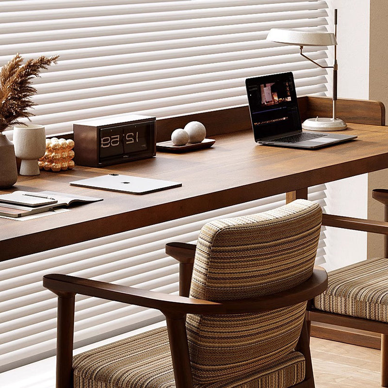 Traditional Rustic Rectangular Wood Desk with Two-Leg Frame for Home Office