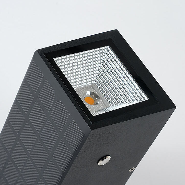 Sleek Black Rectangular Solar LED Outdoor Wall Light — Die-Cast Aluminum