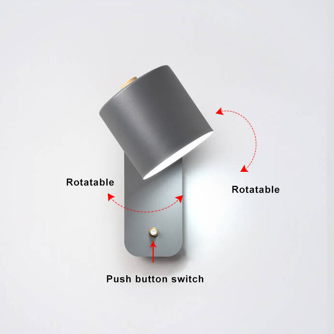 Nordic Macaron Cylinder-Shaped Rotatable 1-Light Wall Sconce