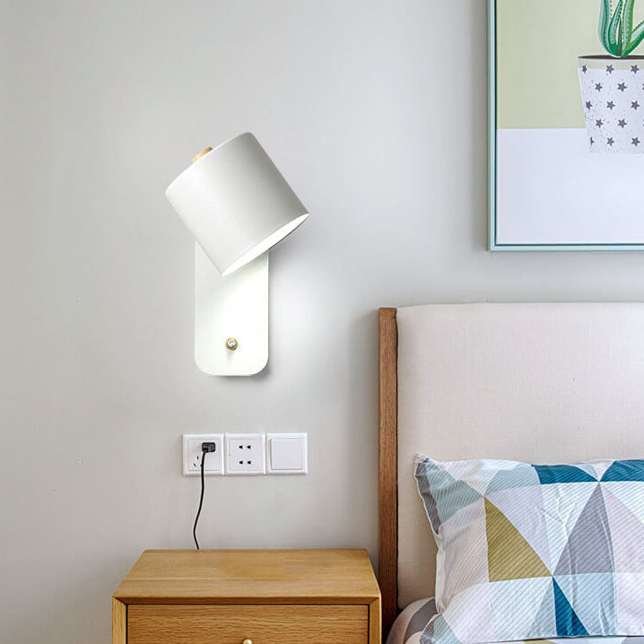 Nordic Macaron Cylinder-Shaped Rotatable 1-Light Wall Sconce