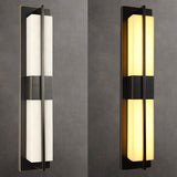 Elegant Modern-Transitional Rectangular Copper-Marble LED Outdoor Wall Sconce Lamp for Patio