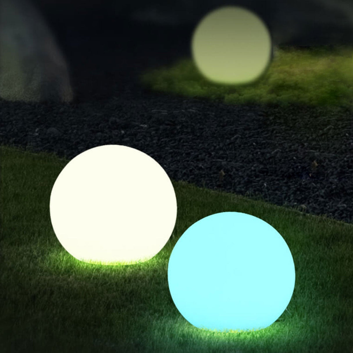 Solar-Powered Waterproof PE Sphere LED Outdoor Lawn Light - Decorative Garden Accent