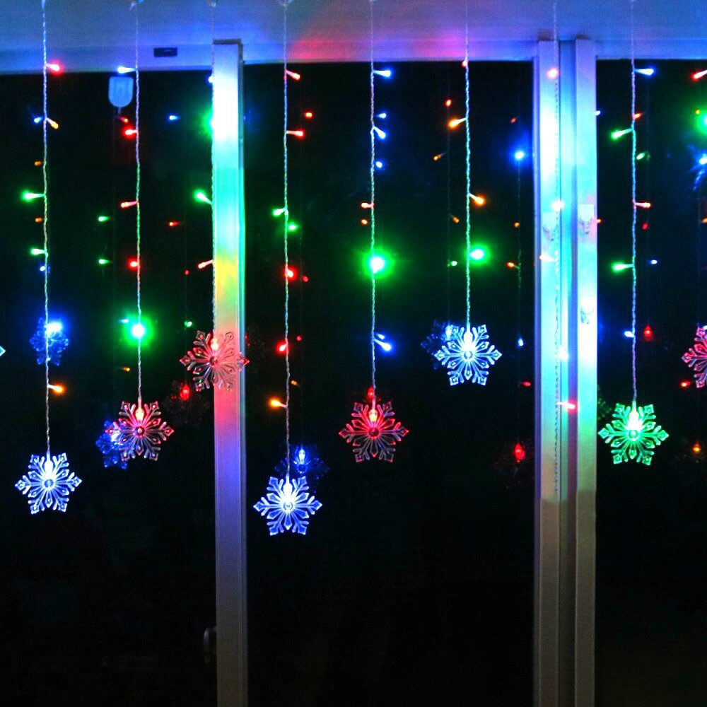 Snowflake LED String Lights with Remote Control – Blinking Ice-Blue Decorative Lighting