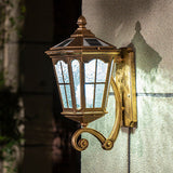 European-Style Solar Outdoor Lantern – Aluminum & Glass, Waterproof 1-Light Wall Sconce Lamp