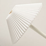 Modern Scandinavian Rechargeable Table Lamp – Iron Frame, Pleated Conical Fabric Shade, 1-Light, Perfect for Bedside