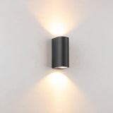 Sleek Modern Outdoor 2‑Light Wall Sconce with Glass Cylinder Shade — Waterproof Aluminum Lamp